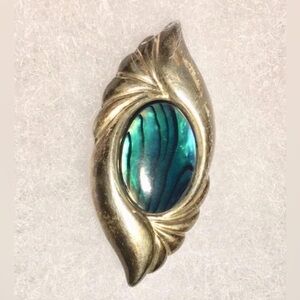 3275 VTG STERLING SILVER Pendant KBN Necklace Bluish Green Black Tiger Eye